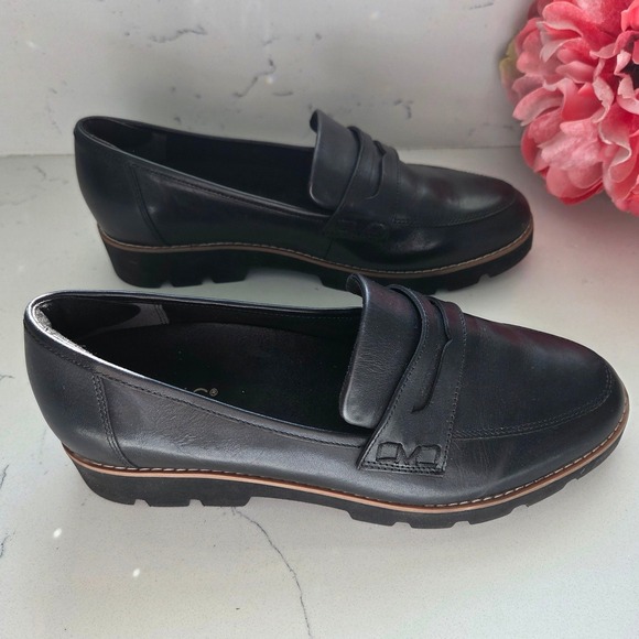Vionic Cheryl II Black Leather Platform Loafers Women's Size 8.5 - Picture 6 of 10
